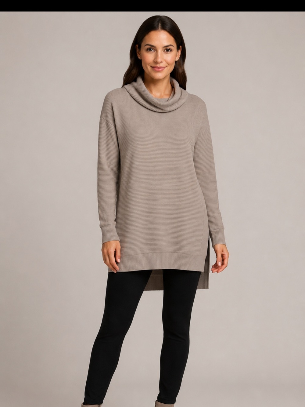 Joe Fresh Ribbed Cowl Neck Sweater - Taupe